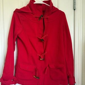 Love Women’s Toggle Full Zip Hooded Sweatshirt  Jacket With Pockets Red - Size L